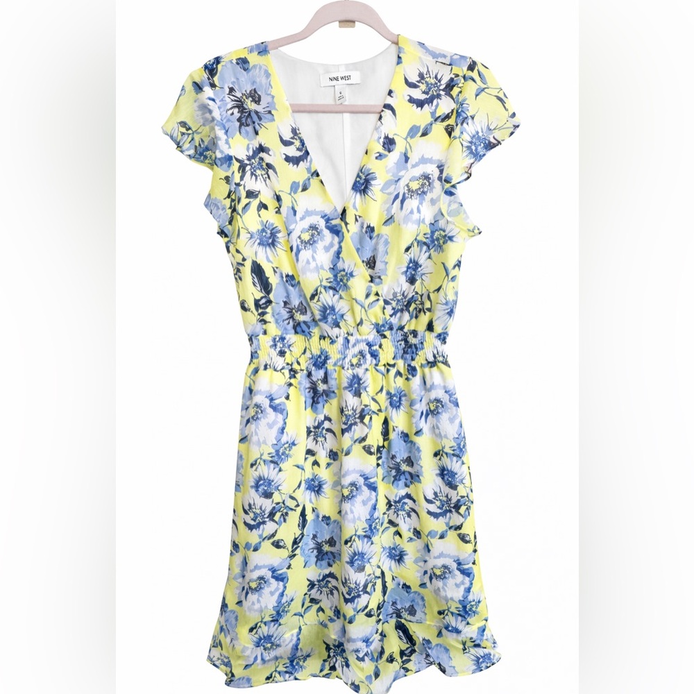 Nine West Yellow and Blue Floral Dress